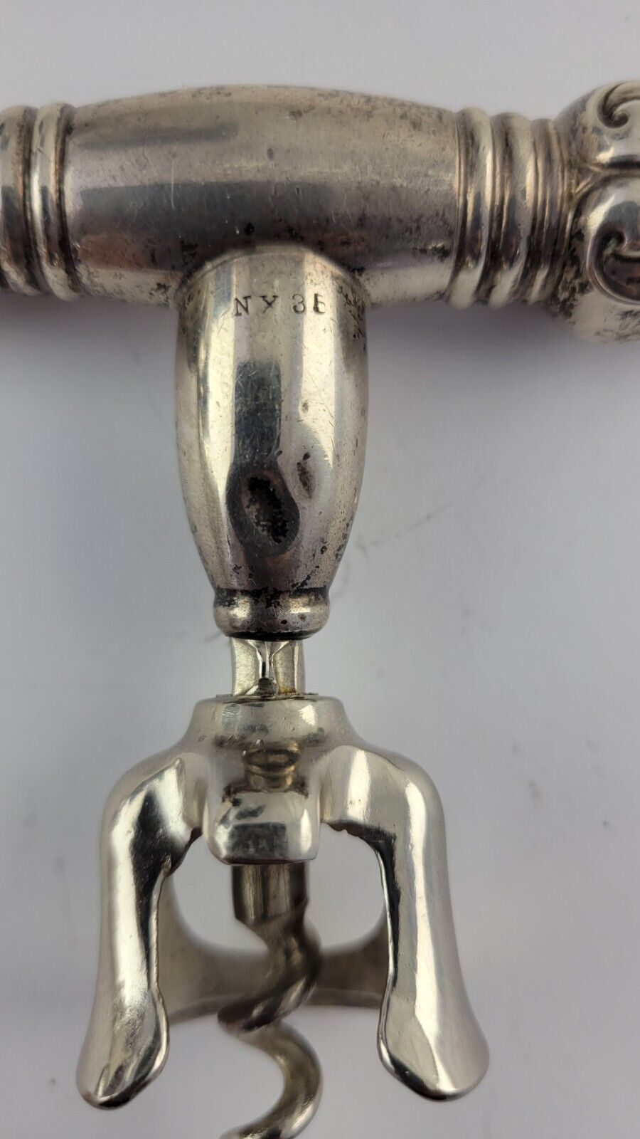 Antique Walker Bell Sterling Silver Corkscrew Barware Wine Opener