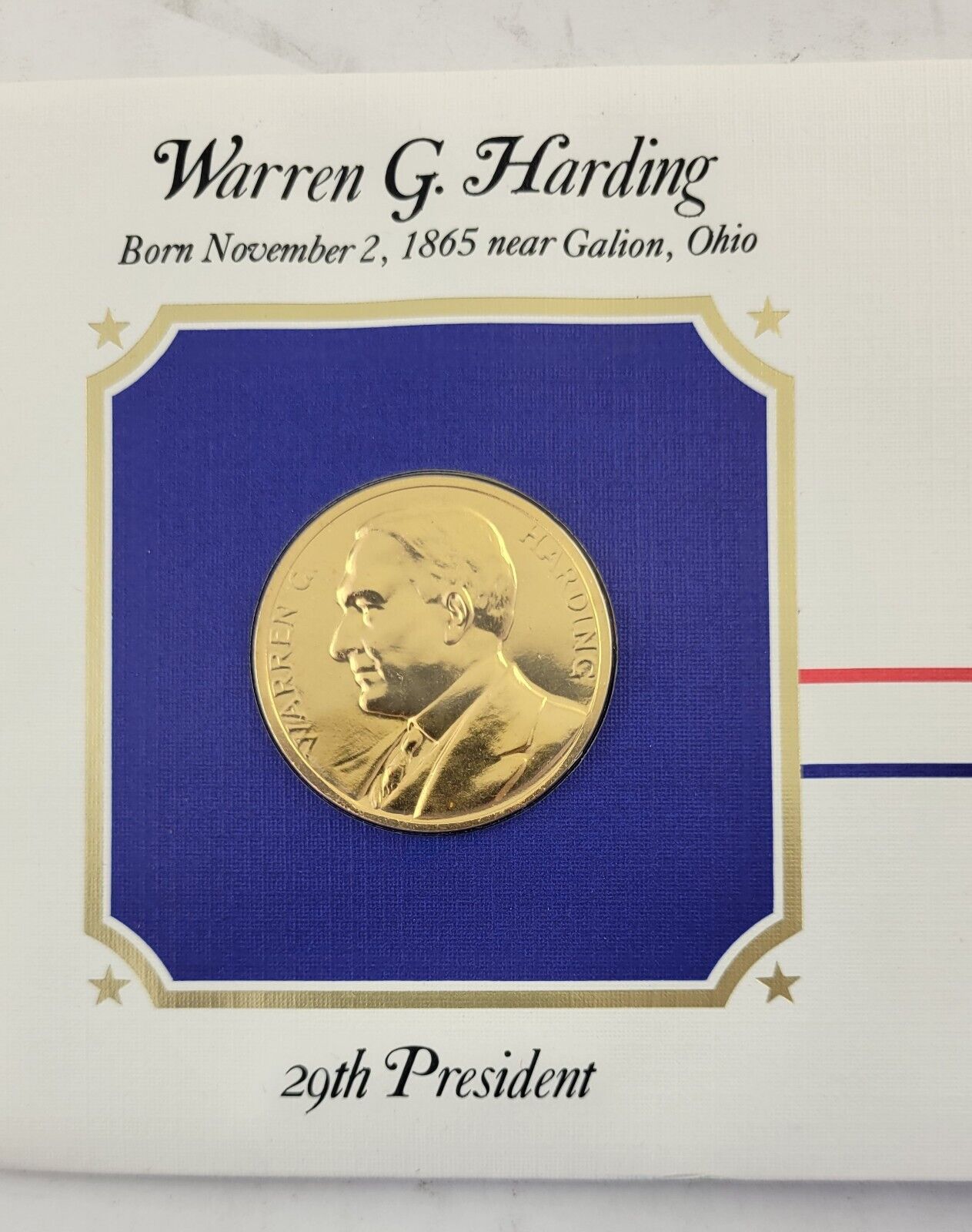 Warren Harding Presidential Covers Medal Postal Commemorative Society Gold Plate
