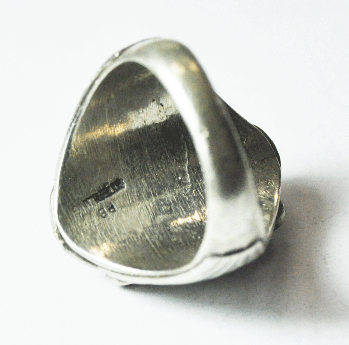 Antique Sterling Silver Running Bear Bear Turquoise Coral Ring 28mm Size 12