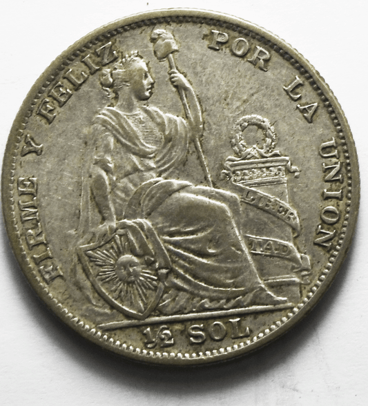 1935 LIMA Peru 1/2 Sol Silver Coin KM# 216
