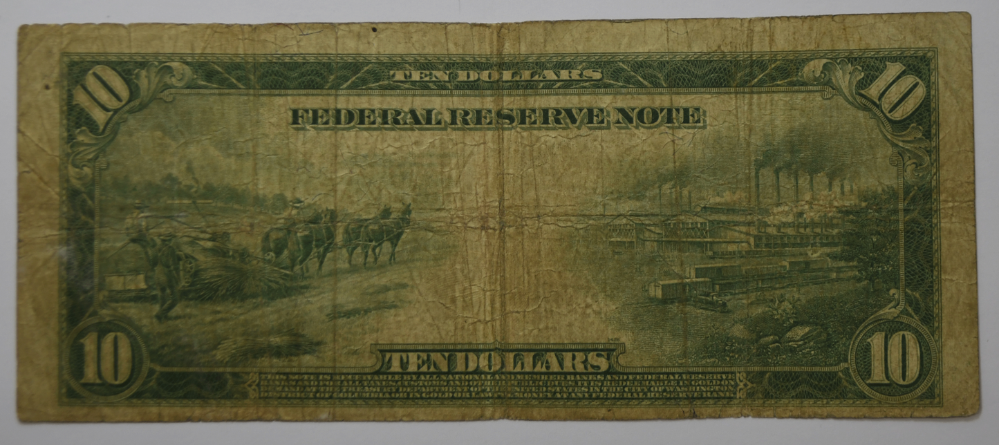 1914 $10 Ten Dollars Federal Reserve Note G77965904A Chicago FR# 931B