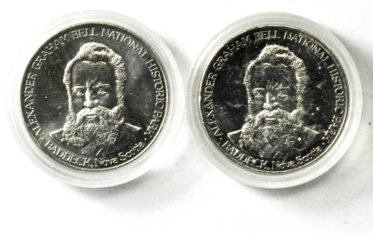 1984 & 86 $1`Canada Trade Dollars 34mm Alexander Graham Bell Silver Dart