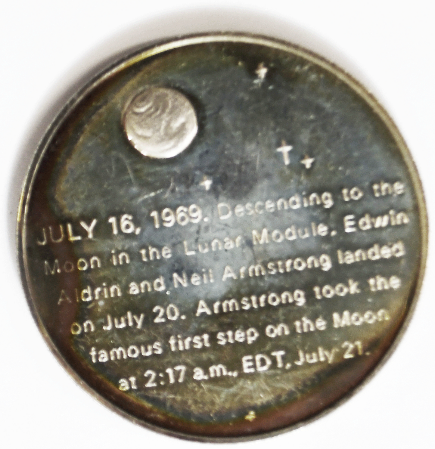 Sterling Franklin Mint Proof America's First Manned Landing Moon Apollo 11 39mm