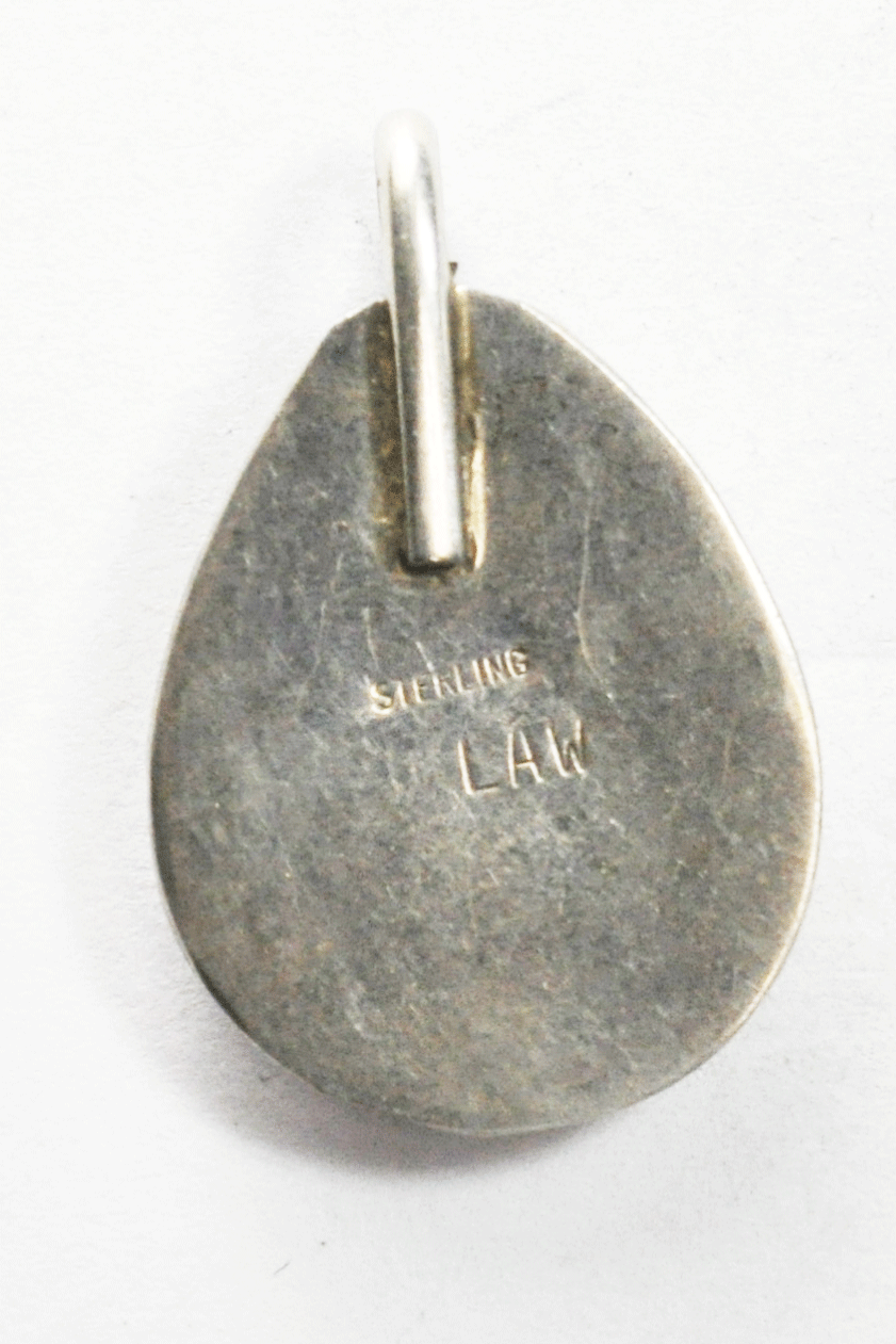 Sterling Silver Black Onyx Teardrop Pendant 33mm x 22mm Signed LAW