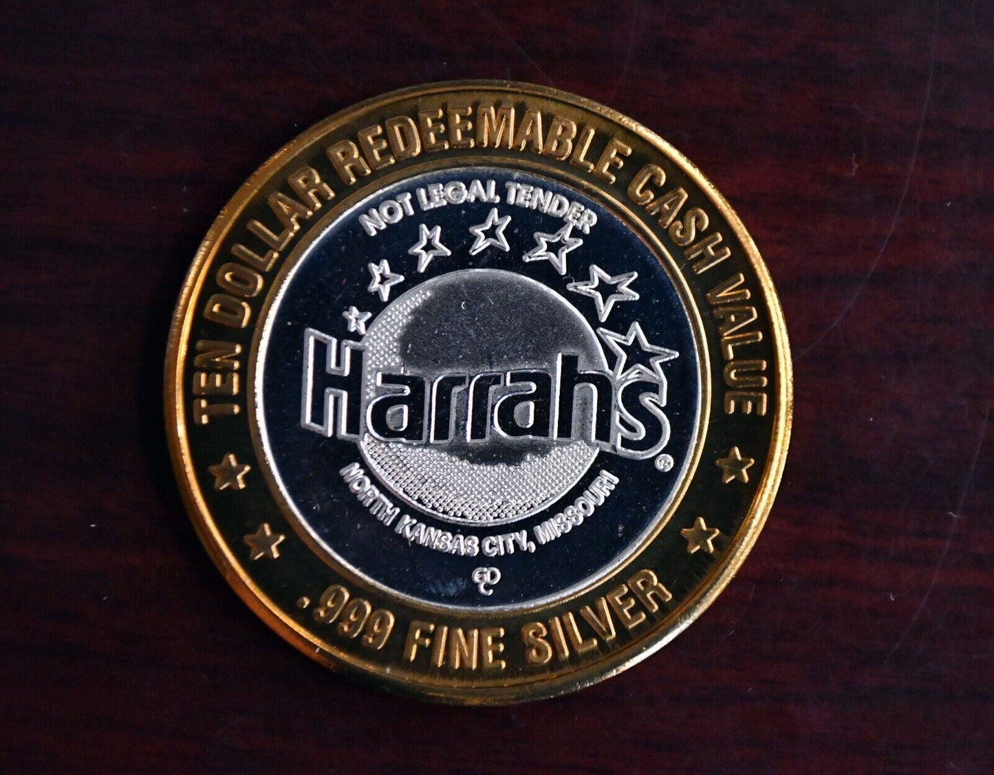 Harrah's River Boat North Kansas City Casino .999 Fine Silver Ten Dollar Token
