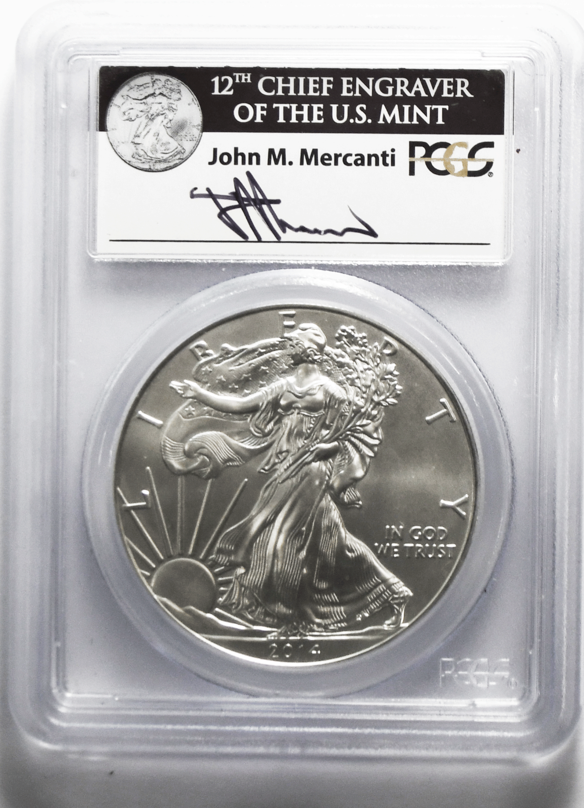 2014 $1 American Silver Eagle PCGS MS69 First Strike Government Box 5 Mercanti