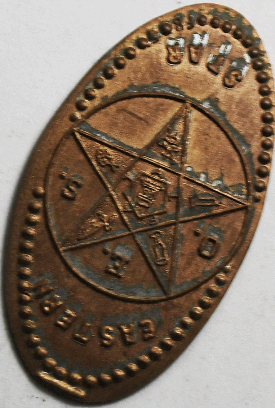 1988 D 1c Elongated Penny Eastern Star Masonic