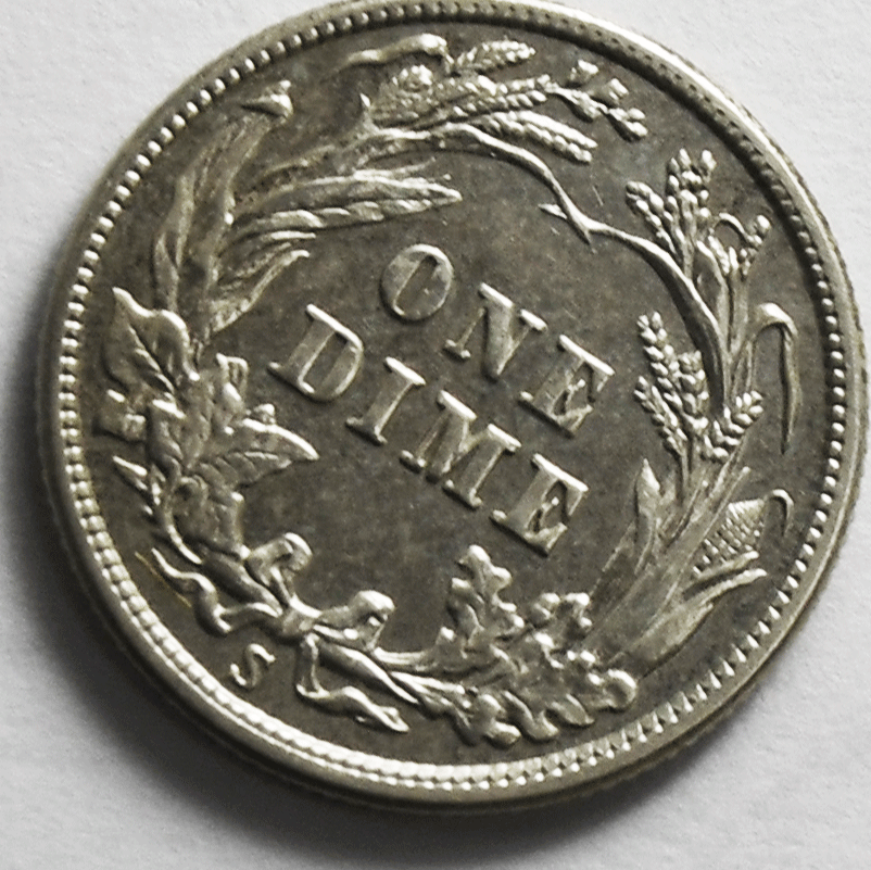 1915 S 10c Barber Silver Dime Ten Cents San Francisco AU