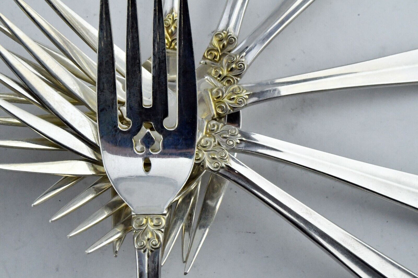 14pc. Hispana-Sovereign "Gold" by Gorham Sterling 6 7/8" Salad Fork 21oz.