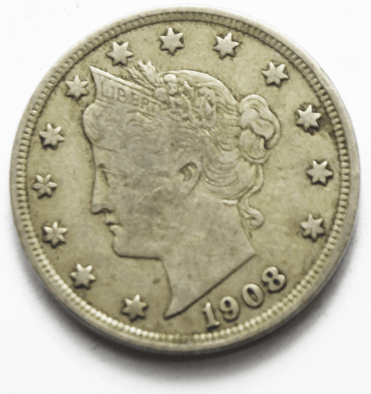 1908 5c V Liberty Nickel Five Cents Rare US Philadelphia