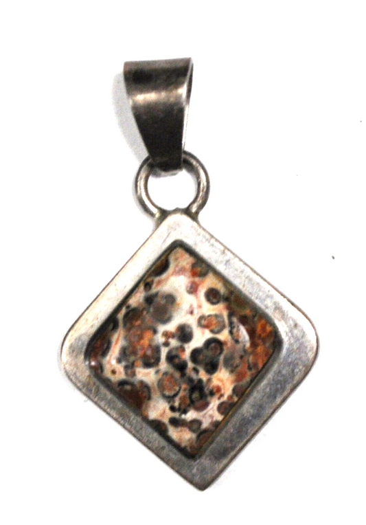 Sterling TB-26 Mexico Square Leopard Skin Jasper 62mm x 37mm Pendant 9mm Bale