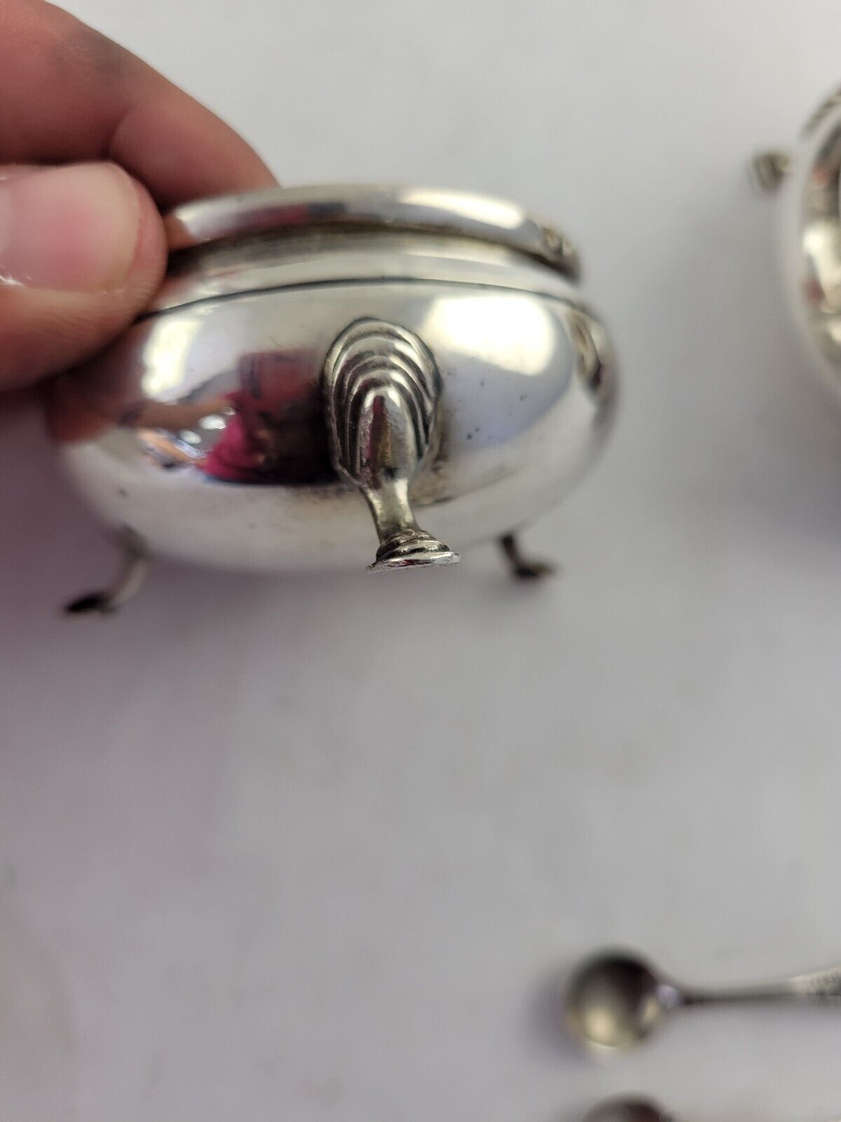 Vintage Sterling Silver Open Salt Cellars with Spoons 3.8oz.