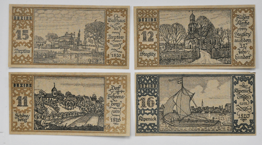 4 1921 50 Fifty Pfennige Berling Germany Bezirk 15 12 11 & 16 Uncirculated