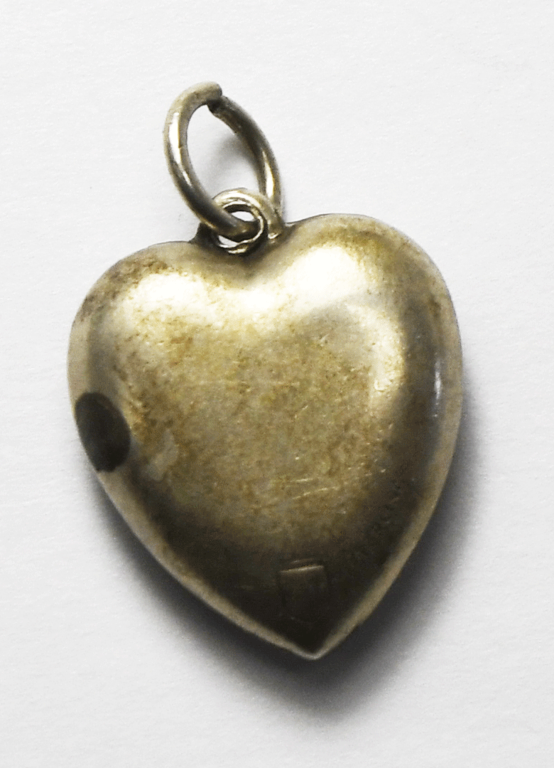 Sterling Vintage Walter Lampl Rhinestone Enamel Puffy Heart Charm 17mm x 14mm
