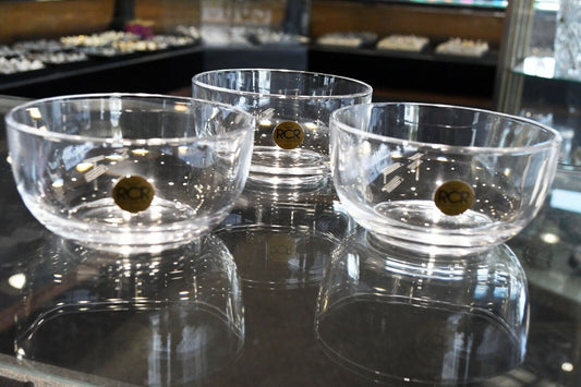 Set of 3 Royal Crystal Rock Bowl Candy Dishes Clear Italy  2 1/8" x 4 1/4"