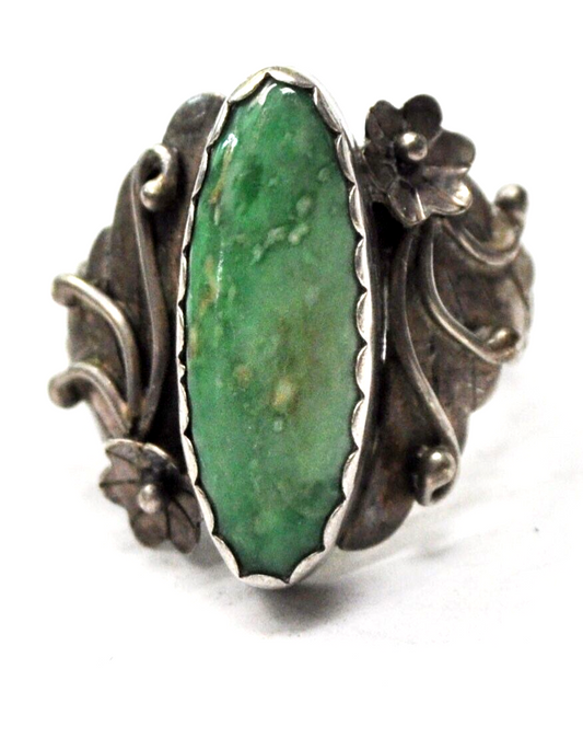 Sterling Silver Carolyn Pollack Green Variscite Ring 22mm Size 7-1/4