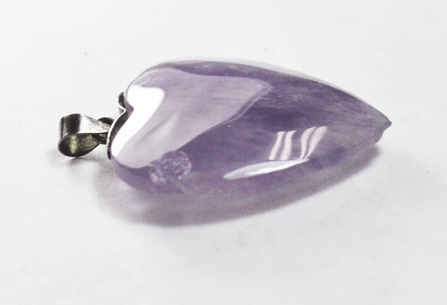 Silver Plated Clasp Purple Amethyst Heart Pendant 45mm x 36mm