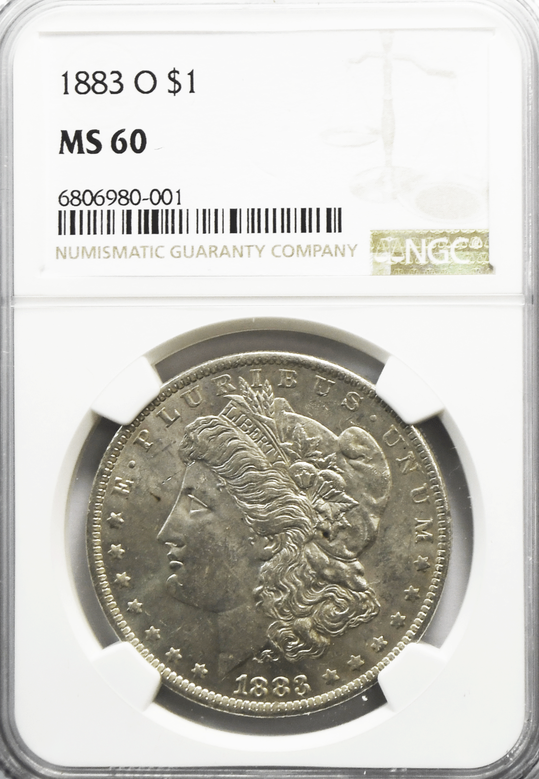 1883 O $1 Morgan Silver Dollar MS60 NGC Uncirculated New Orleans