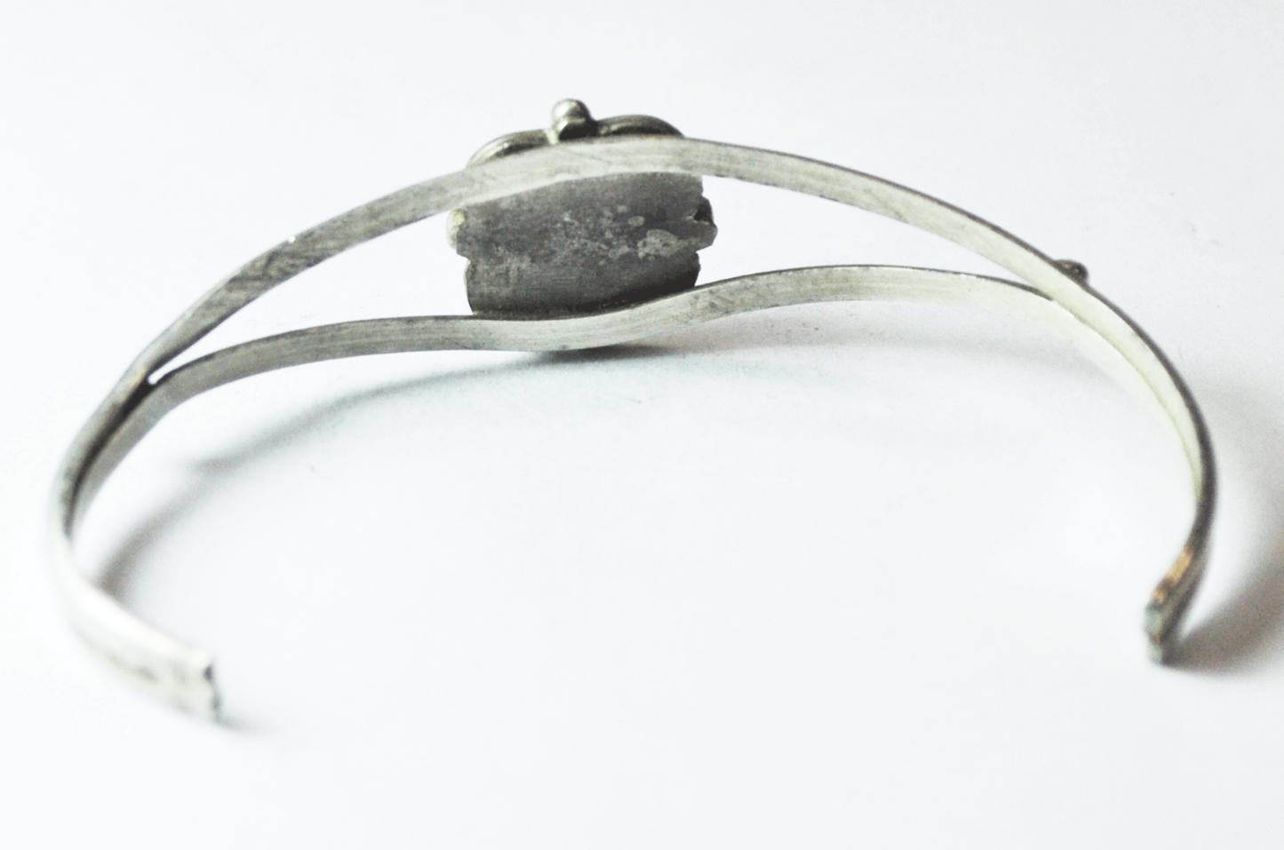 Sterling Oval MOP Pedal Halo Antique Split Cuff Bracelet 19mm 7-1/4" Wrist