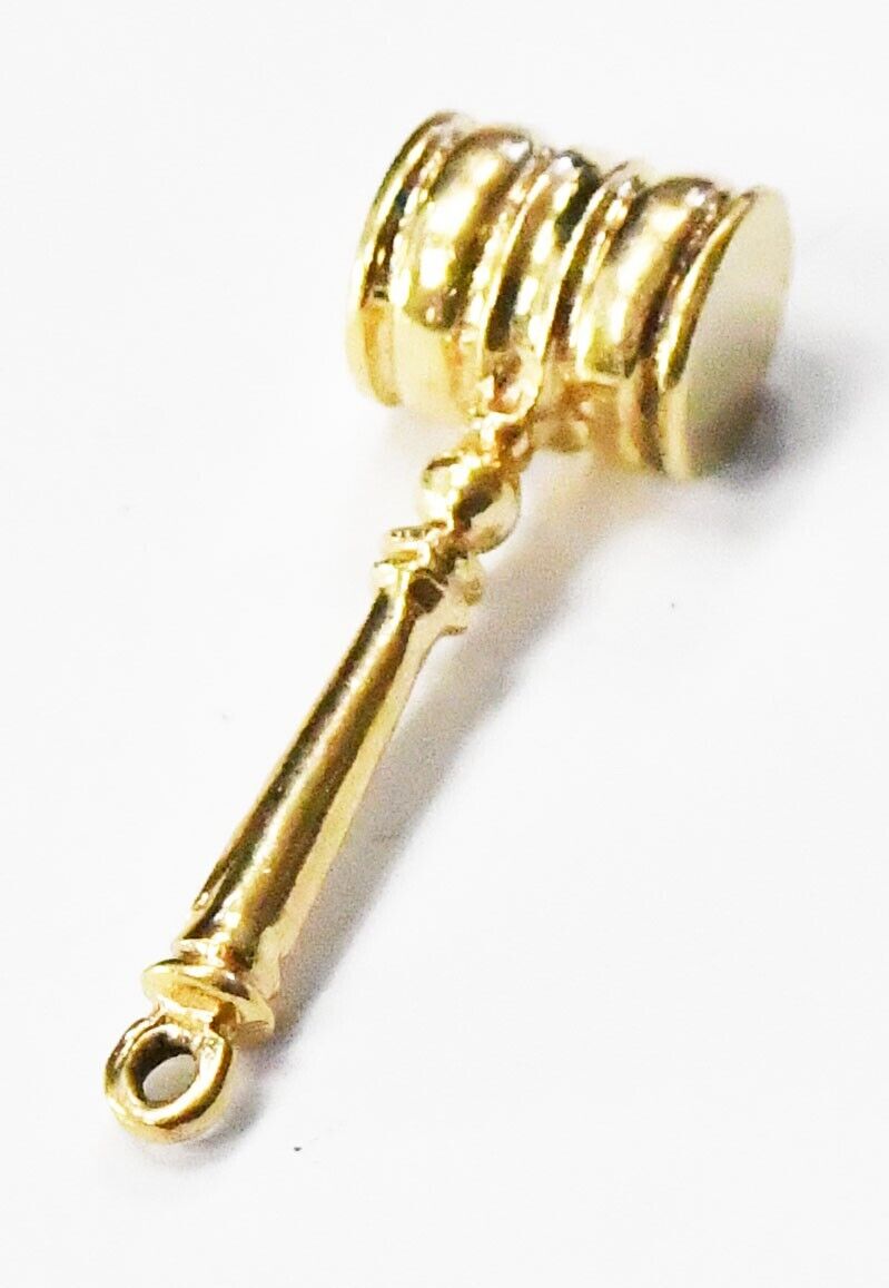 14k Solid Yellow Gold Gavel Charm 33mm x 10mm   3.9g