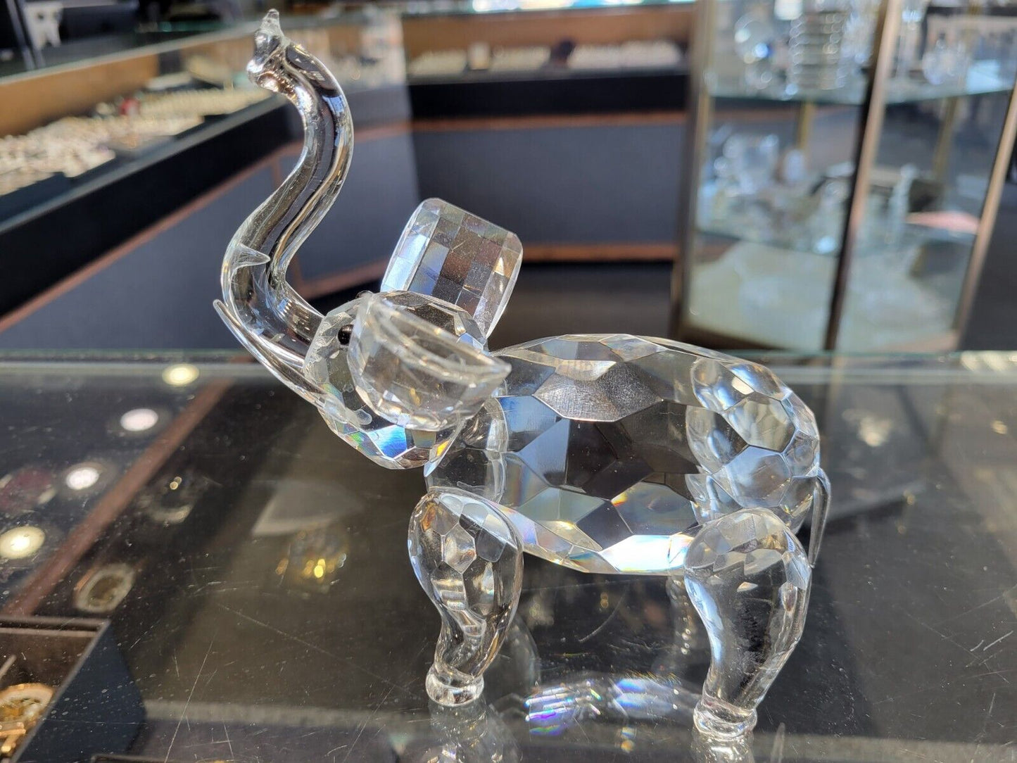 Godinger Shannon Crystal Elephant Sculpture #2533 Figurine 6" Tall Good Luck