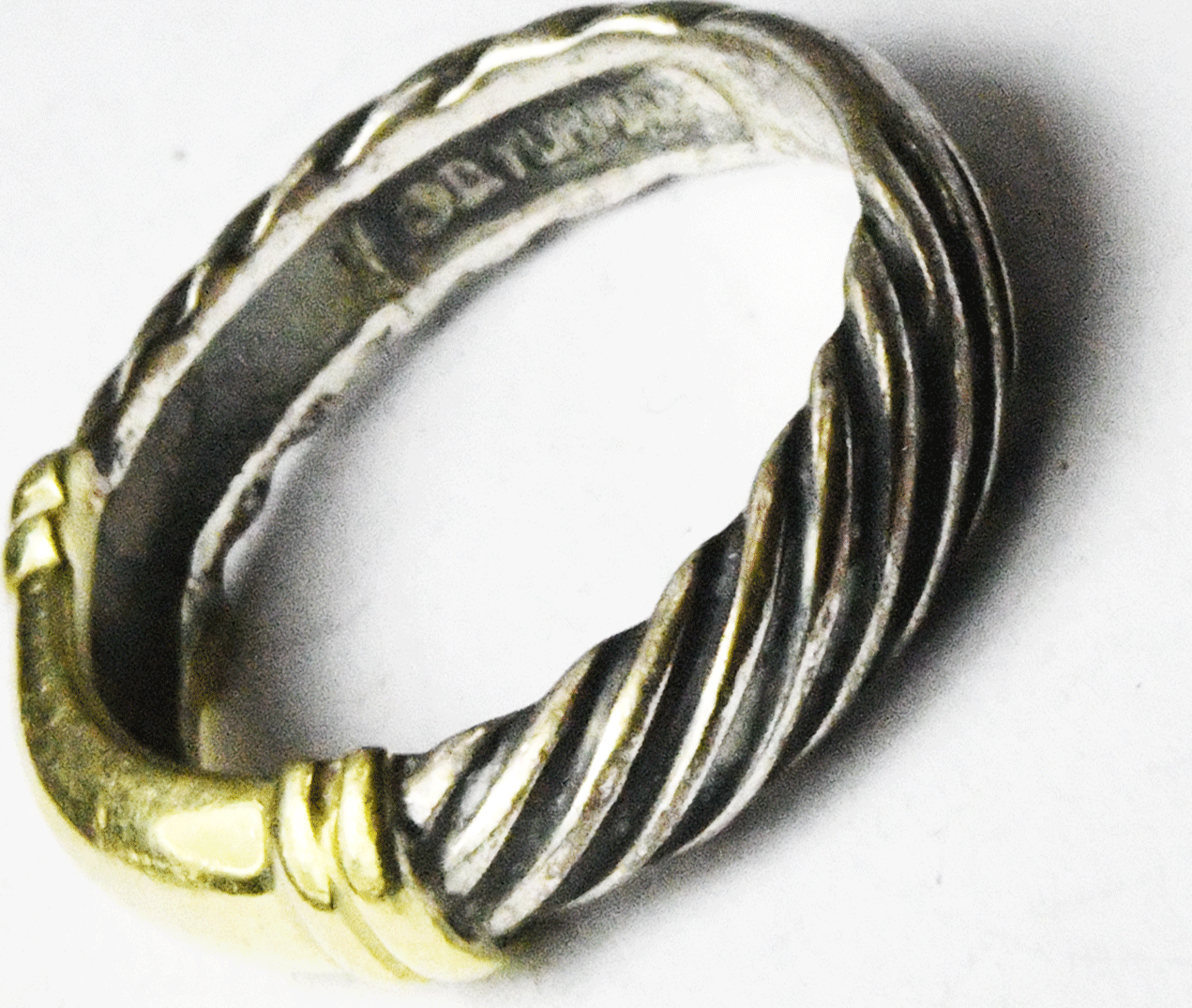 Sterling Silver David Yurman 14k 585 5mm Bar Cable Ring Size 5-3/4