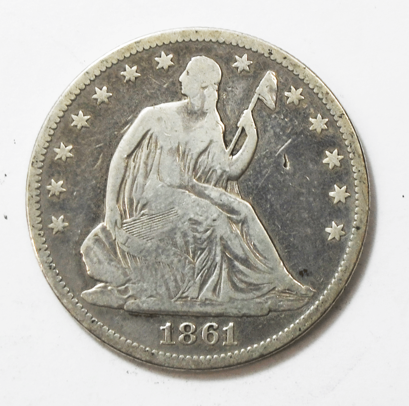 1861 50c Seated Liberty Silver Half Dollar Fifty Cents Philadelphia