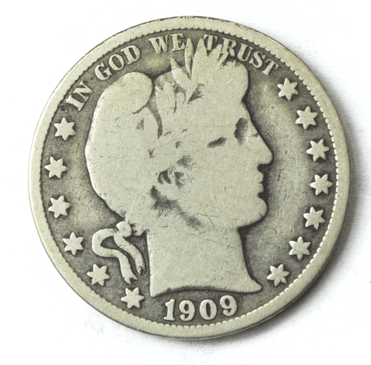 1909 O 50c Barber Silver Half Dollar Fifty Cents US New Orleans