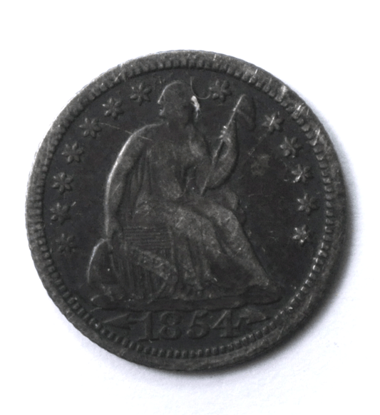 1854 H10c Seated Liberty Silver Half Dime Arrows Philadelphia
