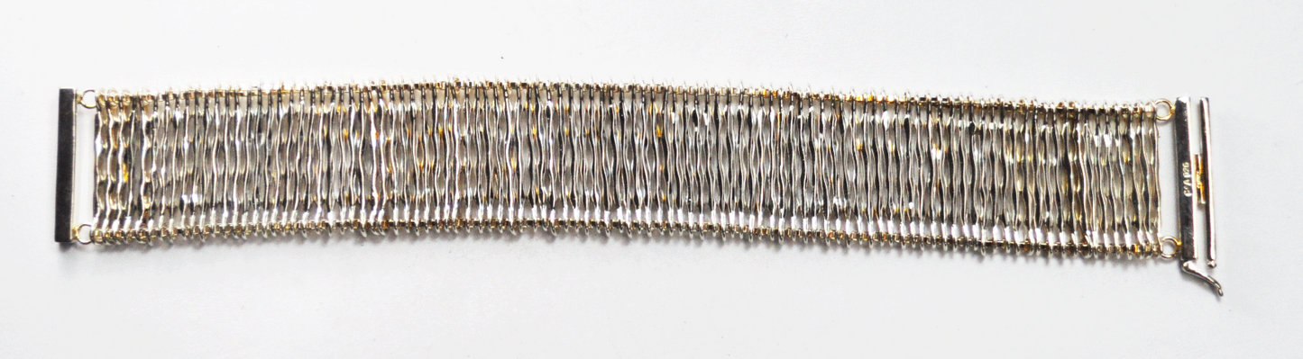Sterling Silver C^A Canada Mesh Wavy Hammered Link Bracelet 25mm 7.25" Chateau