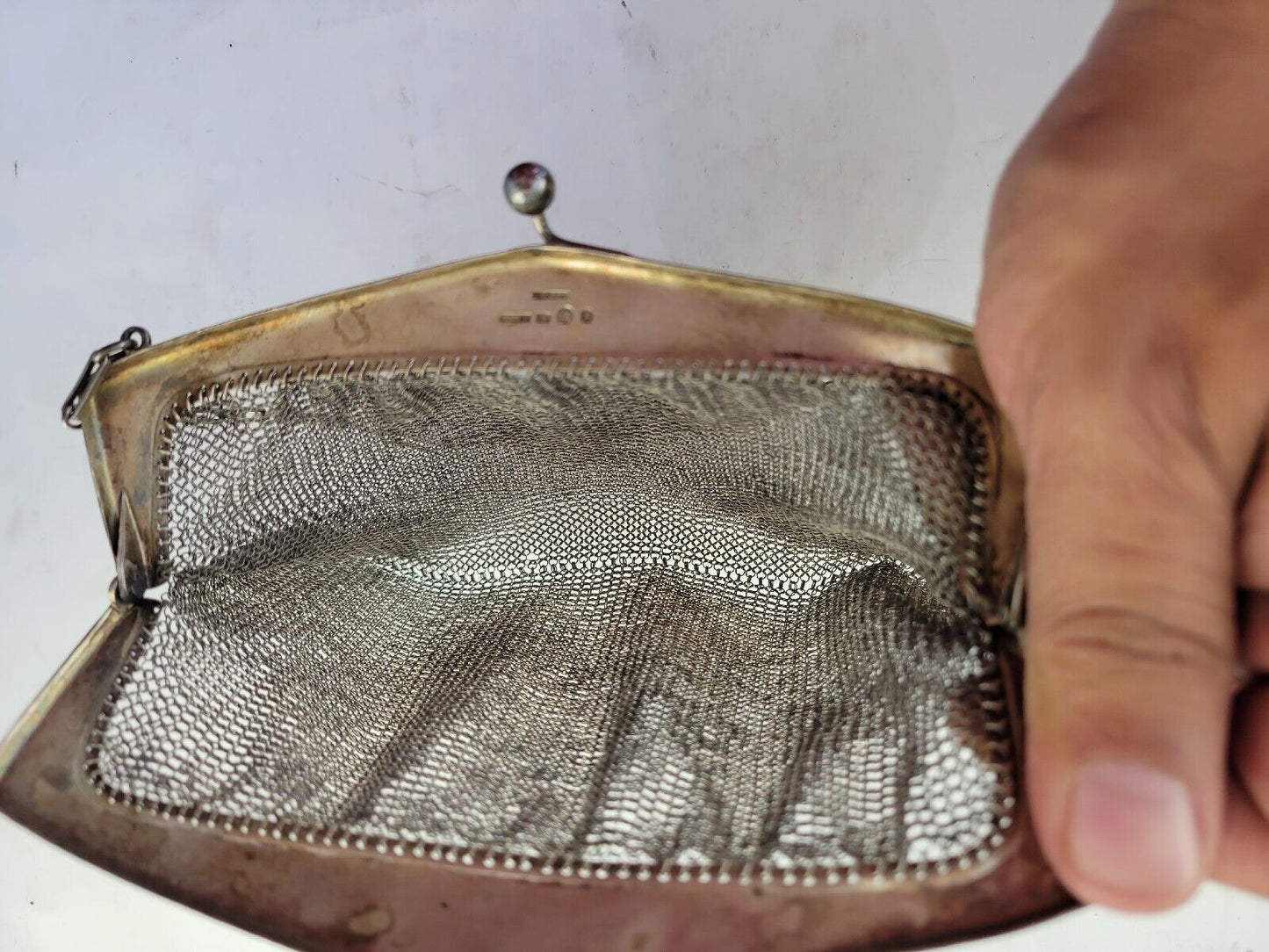 Geschutzt Sterling Silver Mesh Link Purse Germany Vintage Monogrammed 4.5oz