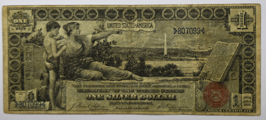 1896 $1 Silver Certificate Large Educational Note Red Seal 807099