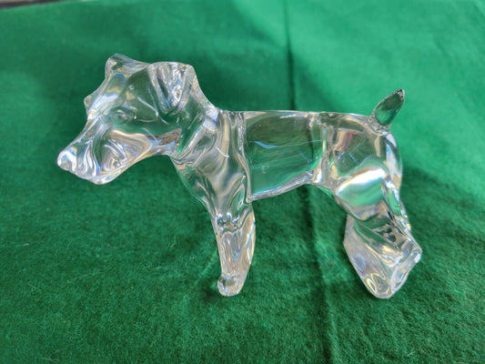 Baccarat Crystal Jack Russell Terrier Dog Figurine 5" x 4" Chipped Ear France