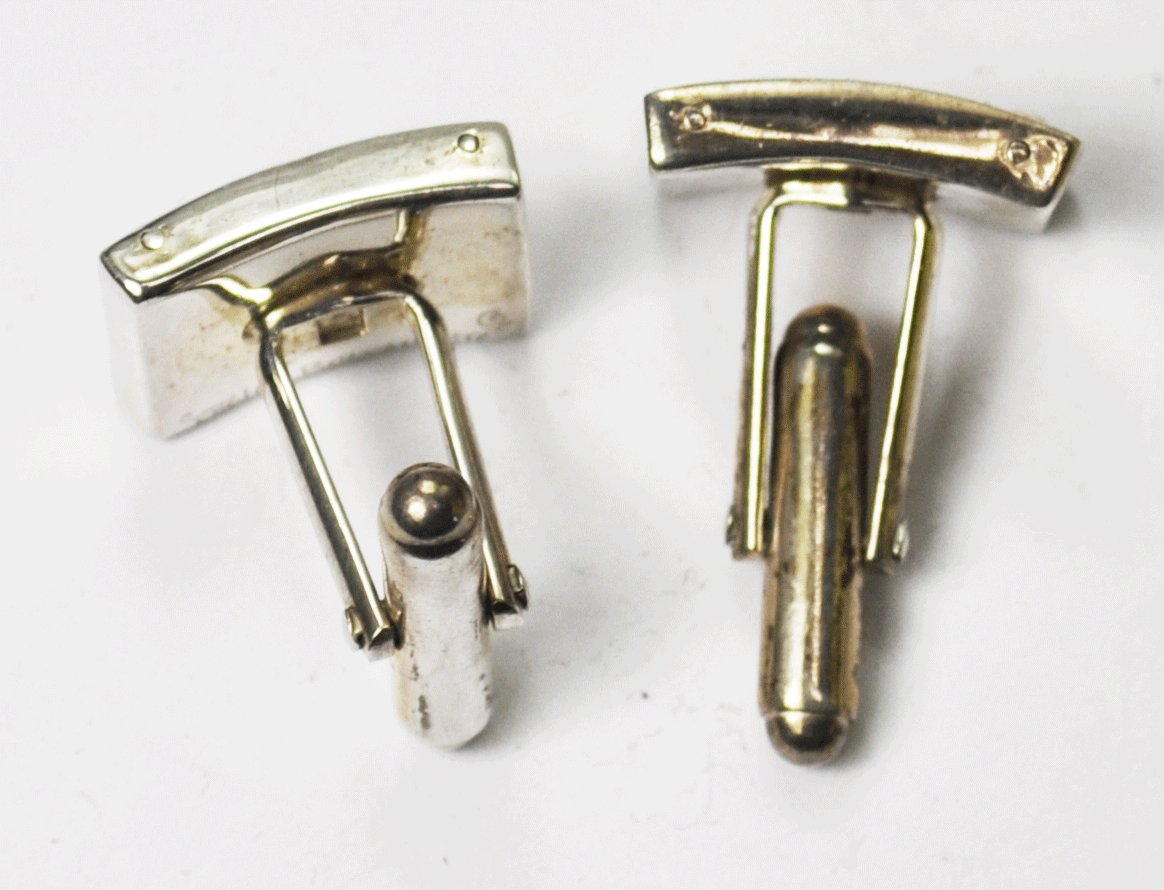 Sergio Bustamante Sterling Silver Rectangle Dot Cufflinks 17mm x 13mm