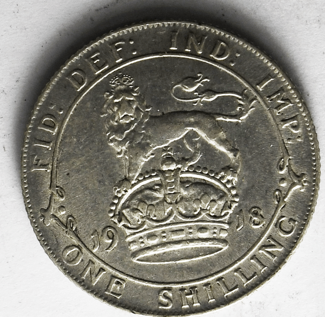 1918 Great Britain Silver One Shilling Coin KM# 816