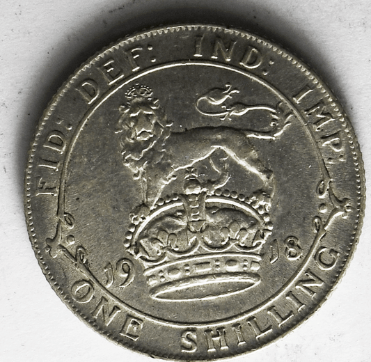 1918 Great Britain Silver One Shilling Coin KM# 816