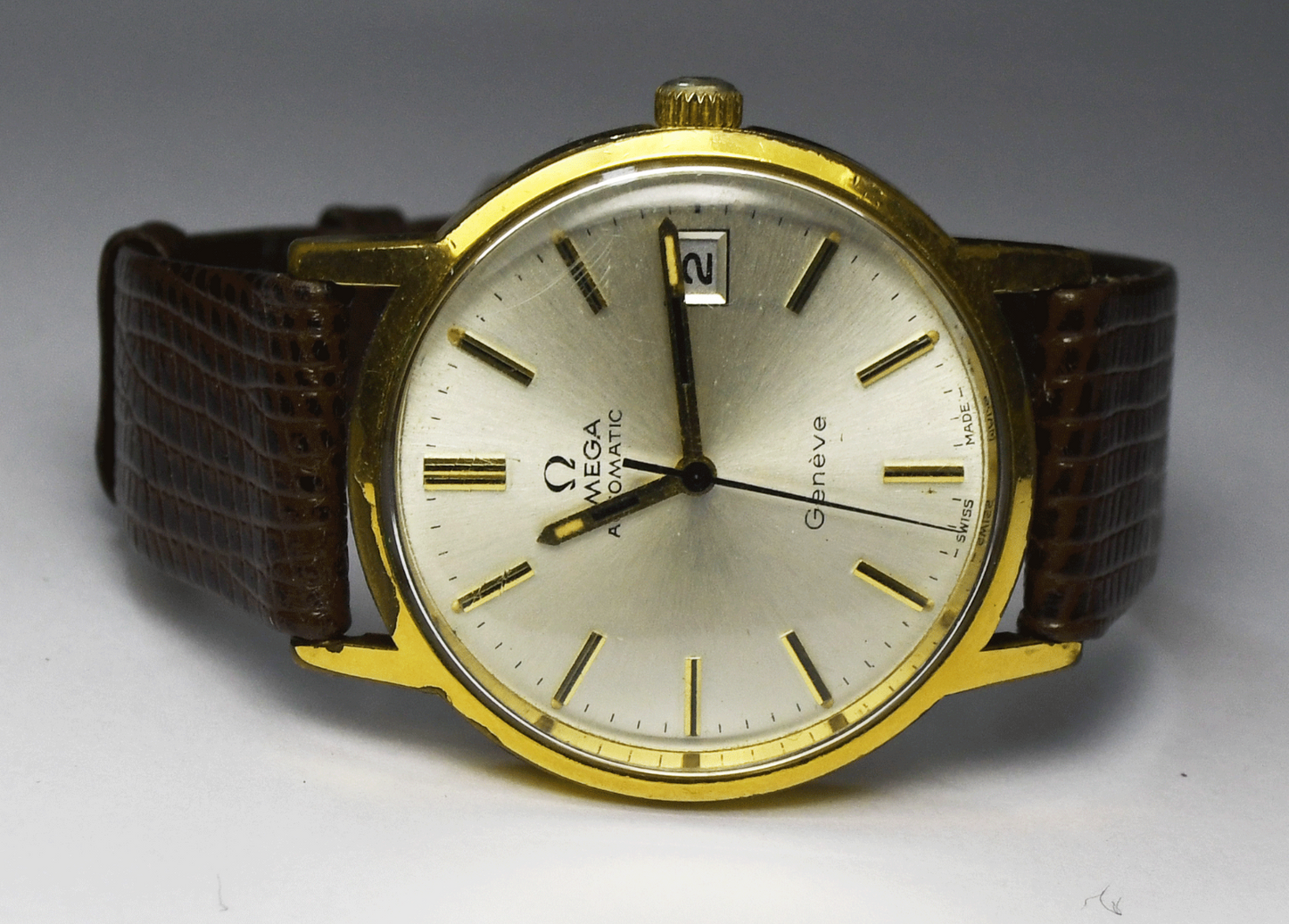 1973 Men's Omega Automatic Geneve Date 1012 GEP 35mm 166.0163 Not Running