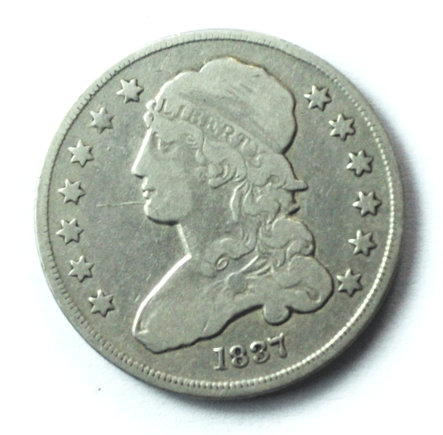 1837 25c Capped Bust Quarter Dollar Twenty Five Cents Philadelphia