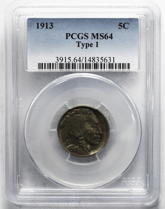 1913 5c Buffalo Nickel Five Cents Philadelphia PCGS MS64 Uncirculated Type 1