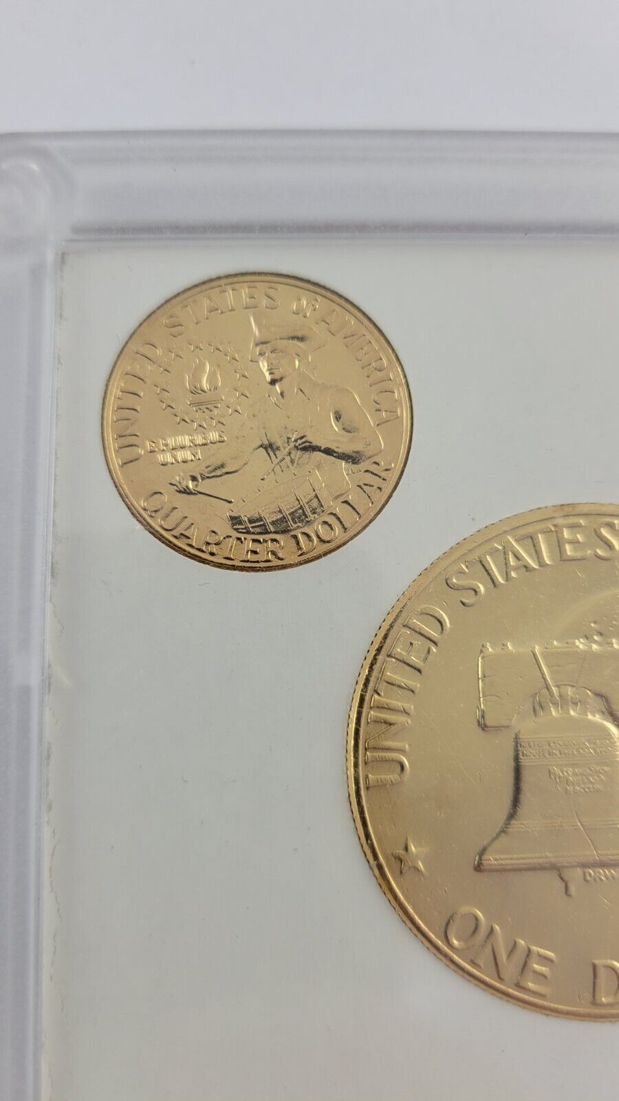 1976 Bicentennial 3-Coin Set – 24K Gold Plated & Prism Hologram – JFK, Ike, Quarter