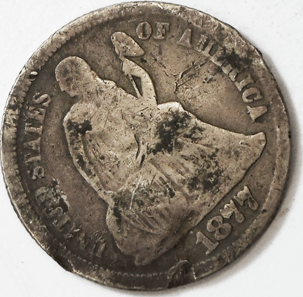 1877 10c Seated Silver Dime Ten Cents Philadelphia