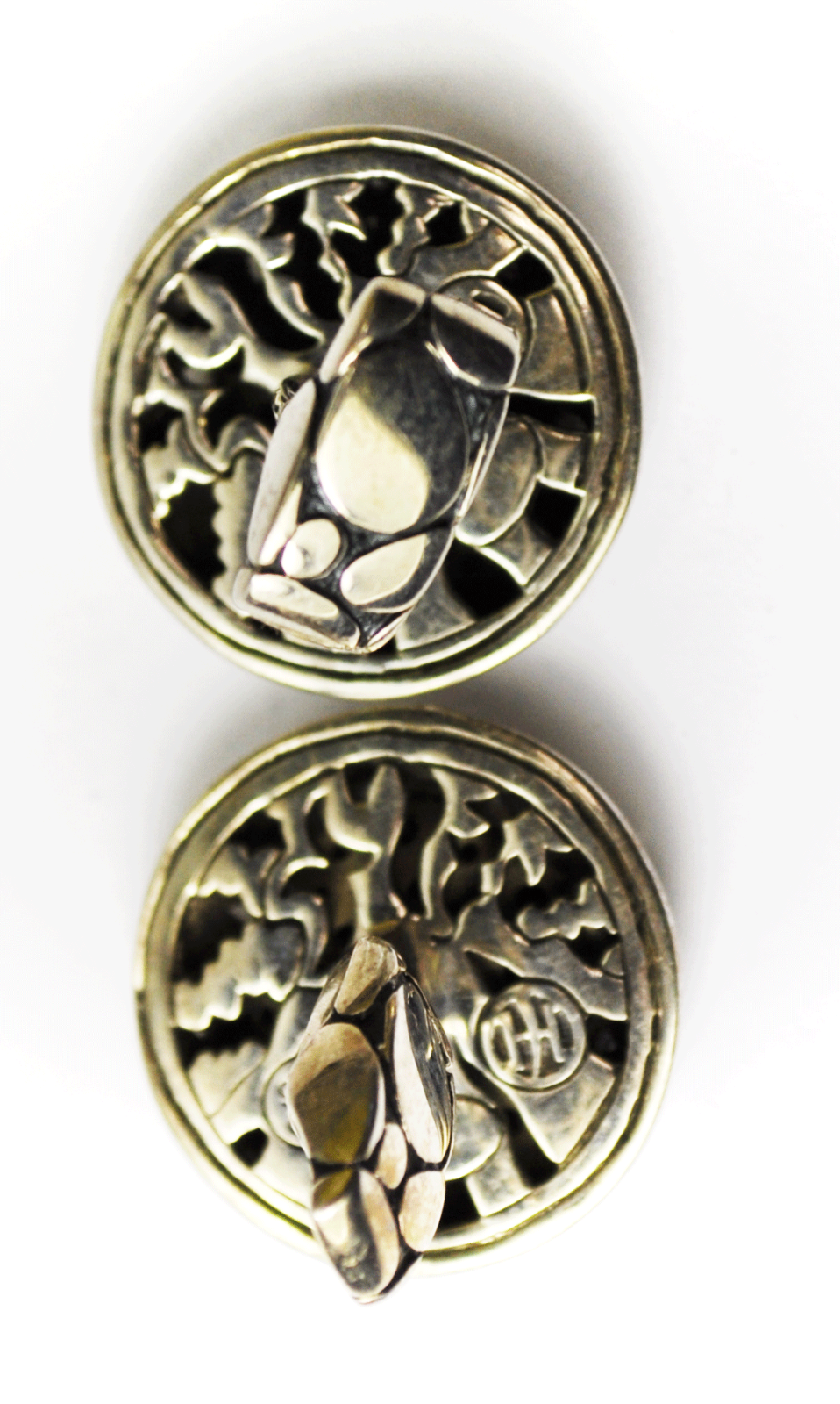 Sterling Silver John Hardy Round Black Sapphire Cufflinks 23mm x 22mm