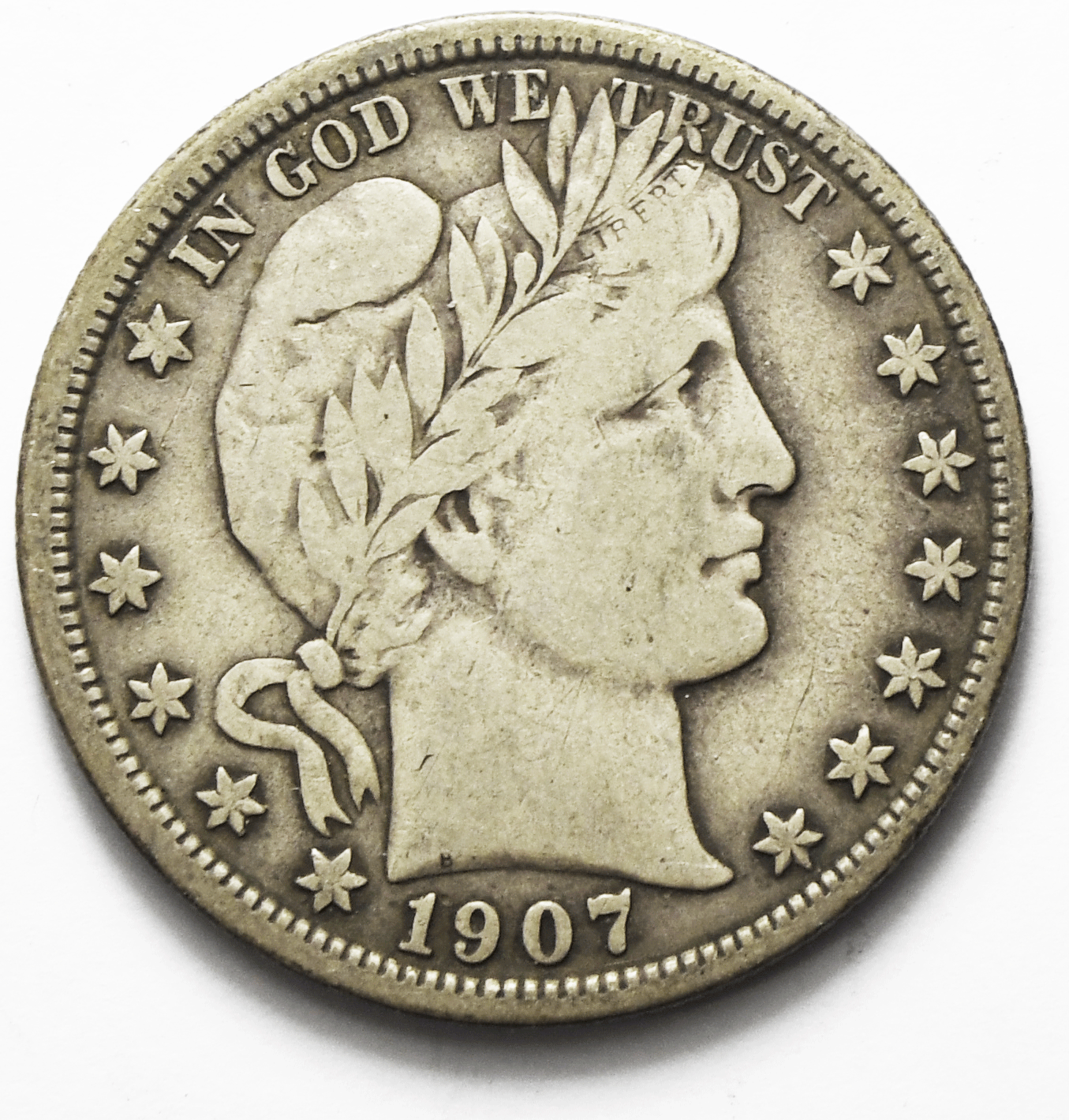 1907 50c Barber Silver Half Dollar Fifty Cents US Philadelphia