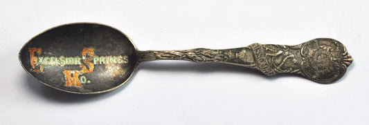 Excelsior Springs Missouri Watson Sterling Silver Souvenir Spoon Enamel 5-7/8"