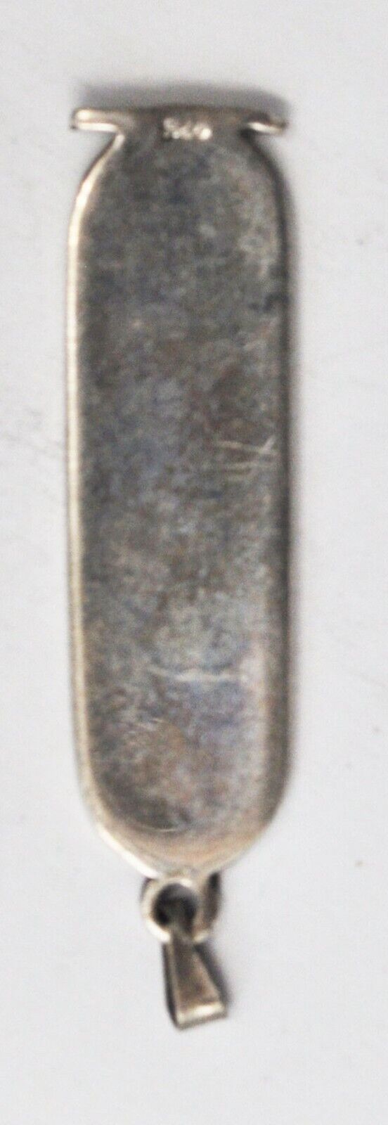 Sterling Silver Two Tone Hebrew Name Plate Cartouche Oval Pendant 53x13mm