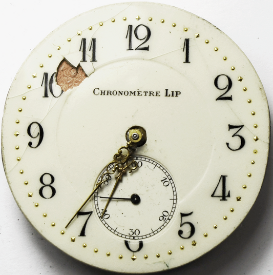 Vintage Chronometre Lip Pocket Watch Movement Swiss 44mm