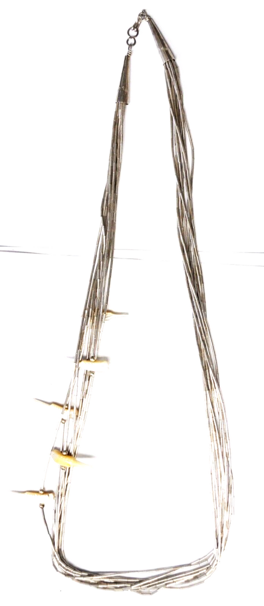 Silver Plated 10 Cord Liquid Silver Fetish MOP 24mm Bird Necklace 27"