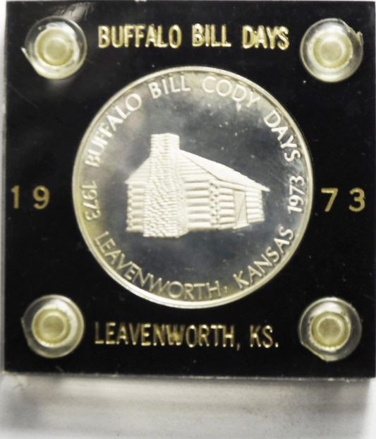 1973 Buffalo Bill Cody Days Leavenworth KS Proof 40mm 27g Sterling Silver