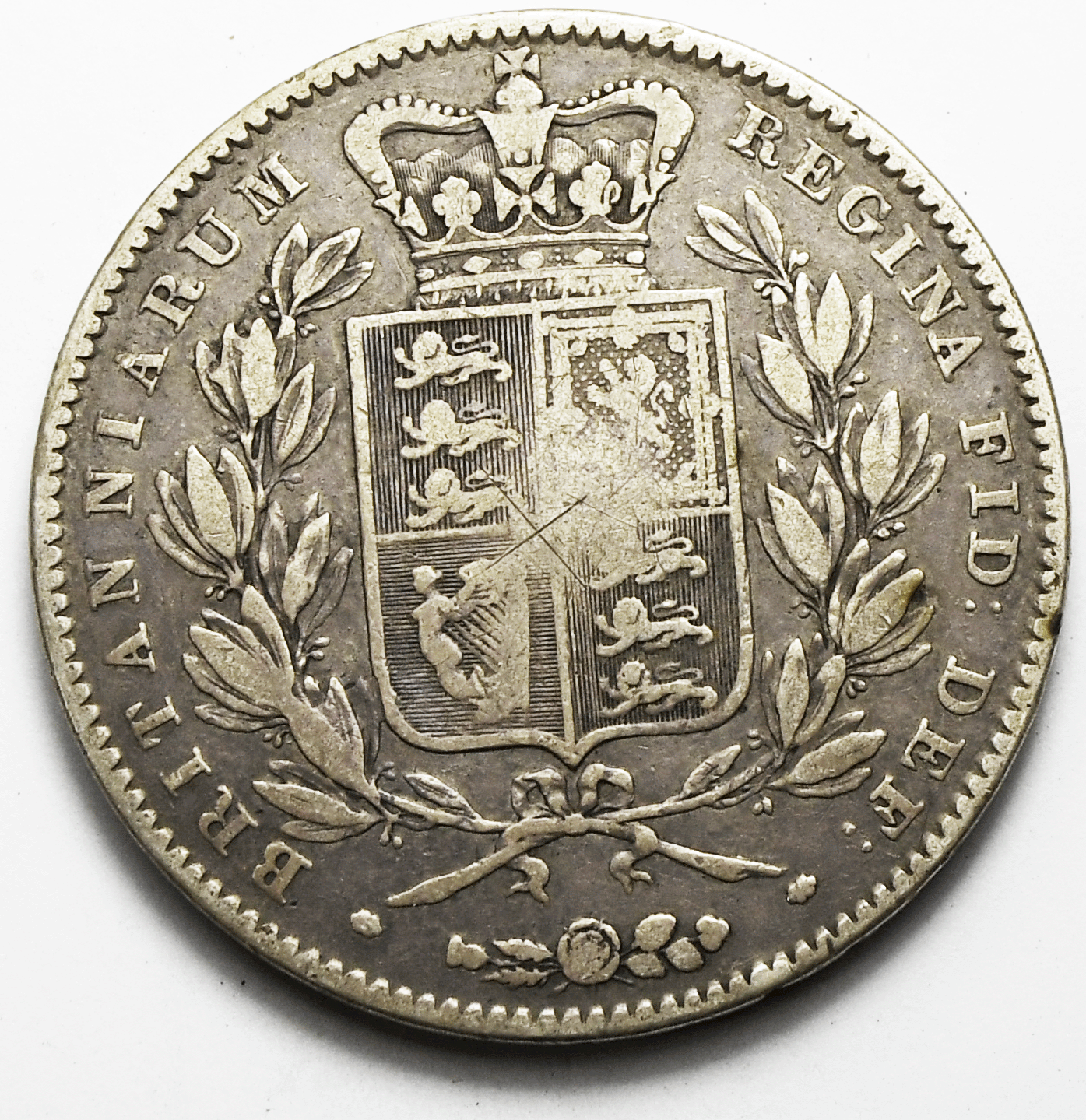 1844 Great Britain Crown Silver Coin KM# 765 Only 94,000 Minted