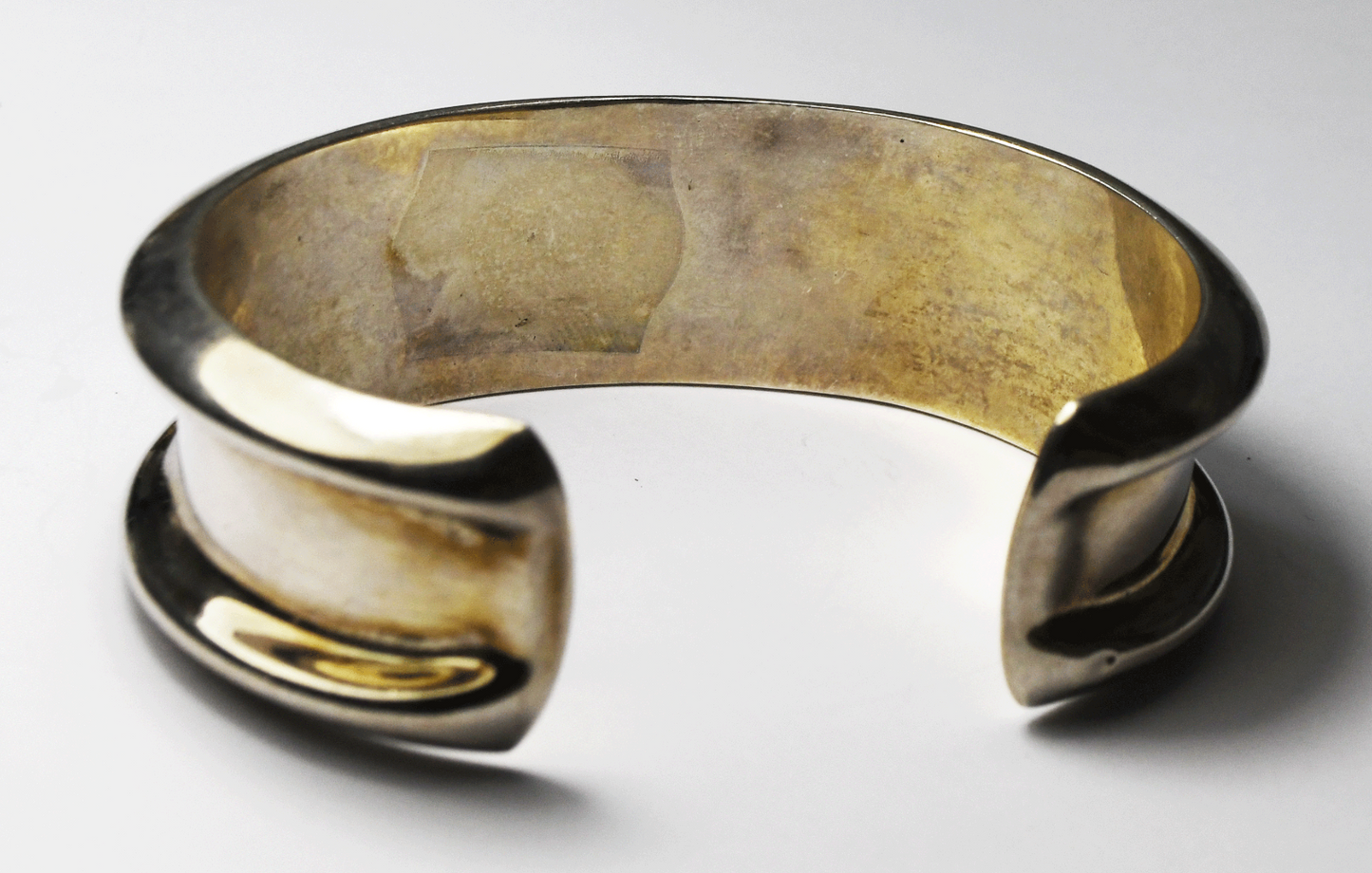 Sterling Silver Puffy Beveled Edge Cuff Bracelet 22mm 7" Wrist 39.8g